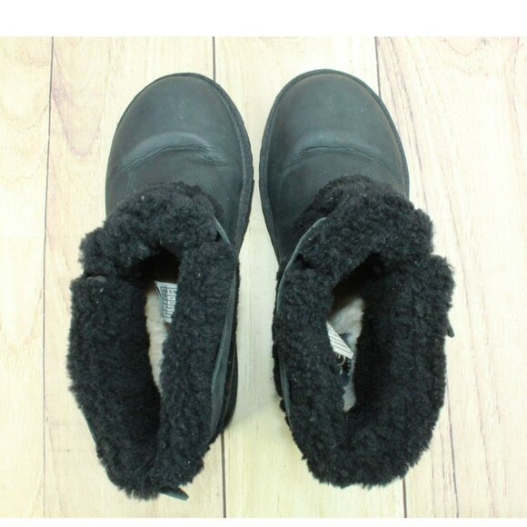 UGG Australia Jocelin Black Leather Shearling Lined Winter Boots Size 7 - Picture 7 of 9
